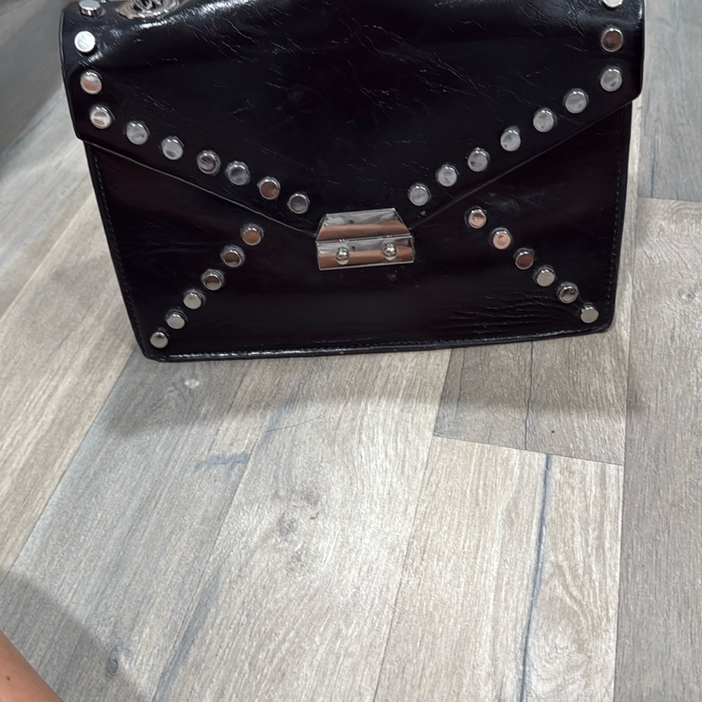 Zara Black Shoulder Bag with Silver Hardware